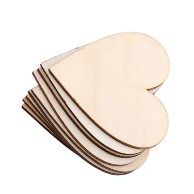 Image of Wooden Love Heart Shape Embellishment Blank for Weddings DIY Plaques Art Craft (80mm)
