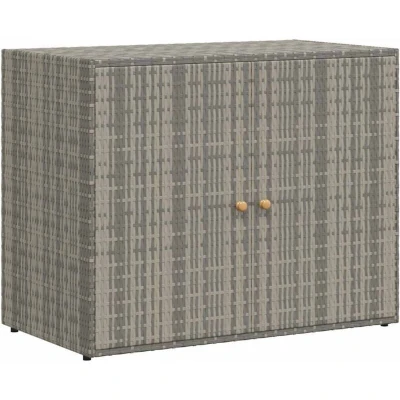 Image of vidaXL Garden Storage Cabinet Grey 100x55.5x80 cm Poly Rattan