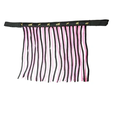 Image of Fly Fringe for Horses, Mask with Fringes and Fastening, Cover Shetty, Pony, Cob, Warmblood, Kb (Thoroughbred (Cob), Black Pink)