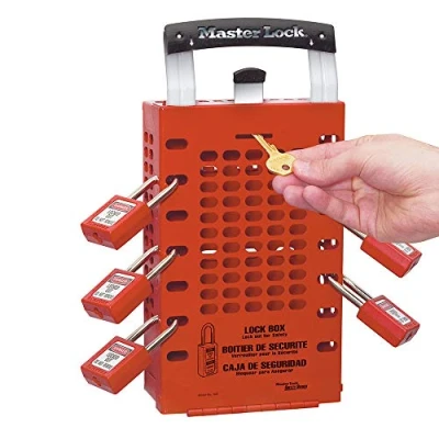 Image of Master Lock 503RED Latch Tight Red Group Lockout Box Portable or Wall Mount, 36.2 cm x 18.3 10.4