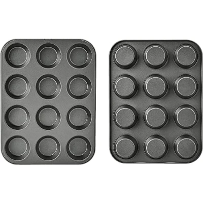 Image of CenturiusCuroisty Non Stick Sturdy 12 Cupcake Baking Muffin Tray Yorkshire Pudding Pan
