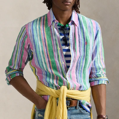 Image of Polo Ralph Lauren Fun Stripe Linen Shirt S