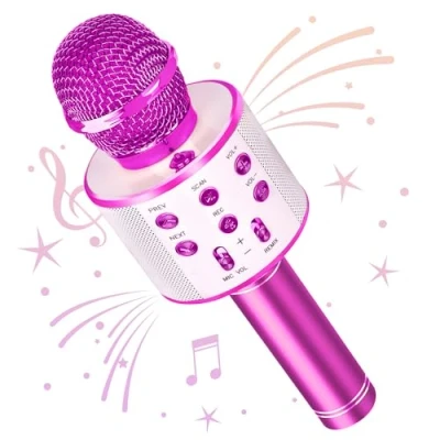 Image of Wowstar Wireless Microphone, Karaoke Bluetooth Microphone for Kids Adults, Portable Toy Mic Speaker Machine, Home KTV Player Support Android &amp; iOS Devices Party Singing (Violet)