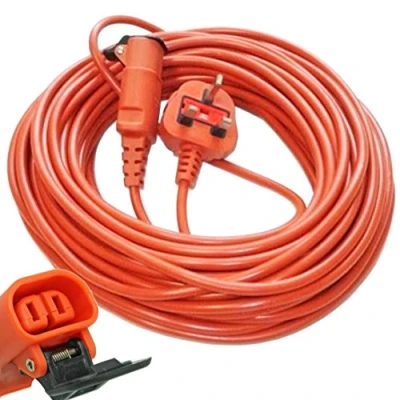 Image of SPARES2GO 20 Metre Cable &amp; Lead Plug for Flymo Lawnmower or Hedge Trimmer (20m)