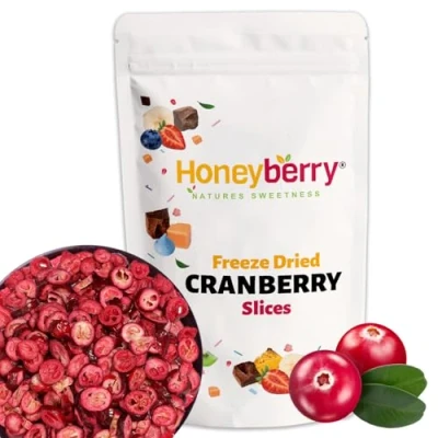 Image of Freeze Dried Cranberry Slices 100g No Added Sugar, 100% Natural, Gluten Free, Vegan Friendly