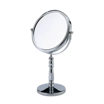 Image of Showerdrape Rho Chrome Freestanding Reversible Tall Vanity Mirror 5x Magnification