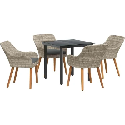 Image of vidaXL 5 pcs Light gray Black Medium