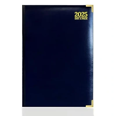 Image of G4GADGET 2025 Diary A4 Day A Page Blue Hardback Cover Daily Planner with Hourly Slots Comprehensive Information and Note Sections