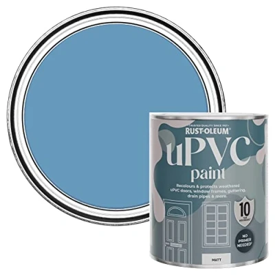 Image of Rust Oleum Blue uPVC Door and Window Paint in Matt Finish Cornflower 750ml