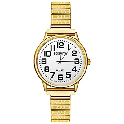 Image of JewelryWe Womens Stretch Band Watches: Easy Reader Alloy Wrist Watches Analog Quartz Gifts for Girlfriend Mother Wife