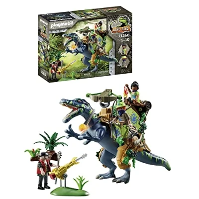 Image of Playmobil 71260 Dino Rise Spinosaurus, attachable Dinosaur armour, large swivelling cannon, Fun Imaginative Role Play, PlaySets Suitable for Ages 4+