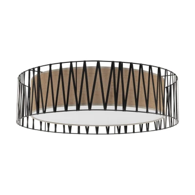 Image of TK Lighting Harmony ceiling light, black, Jute Natur, Ø 72 cm