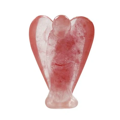 Image of Spring.Rd Pocket Guardian Angel Crystal Opal Healing Worry Stone Gemstone Carved Mini Figurine Statue Ornament Decoration 2 inch Red