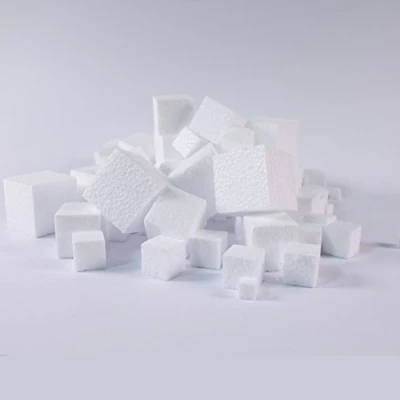 Image of White Styrofoam Polystyrene Cubes for Kids Modelling Pack of 100 3D Shapes in Mixed Sizes by BCreative ®