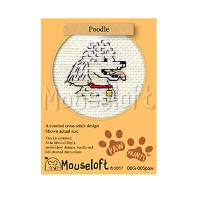 Image of Mouseloft Mini Cross Stitch Kit Poodle, Paw Prints Collection