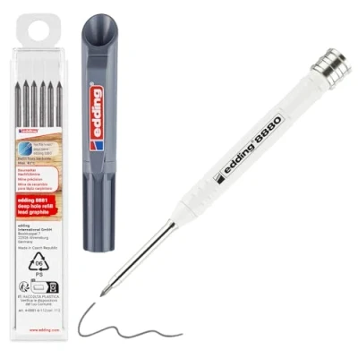 Image of edding 8880 deep hole pencil set with refillable leads graphite 42 mm extra long nib for making precise marking on wood, plastic, cardboard, metal and tiles