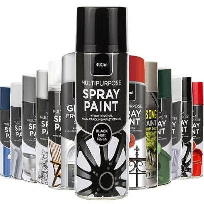 Image of AlezyB 1 x Multipurpose Black Matt Spray Paint 400ml Excellent Coverage, Quick &amp; Fast Drying for interior exterior Metal Plastic Wood Glass.