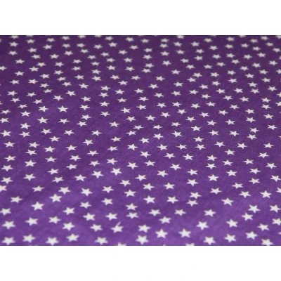 Image of 45&quot; wide Printed Polycotton Dress Fabric &#039;Purple Stars&#039; per metre