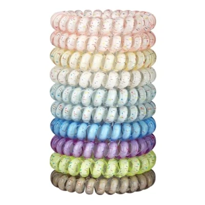 Image of JessLab Spiral Hair Ties, 10pcs Assorted Traceless Cute Plastic Coil Ponytail Holders, No Damage Accessory for Women and Girls, Mix Color 15