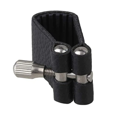 Image of BQLZR Black Leather Ligature for Alto Saxophone