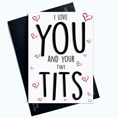 Image of Anniversary Cards Birthday Card for Wife Girlfriend Lesbian I Love You and Your Small Tits Rude Banter Joke Humour PC623