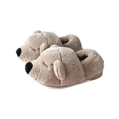 Image of Womens Cute Polar Bear Slippers Kawaii Animal Soft Plush Cozy and Comfortable Winter Warm House Shoes for Adults Kids