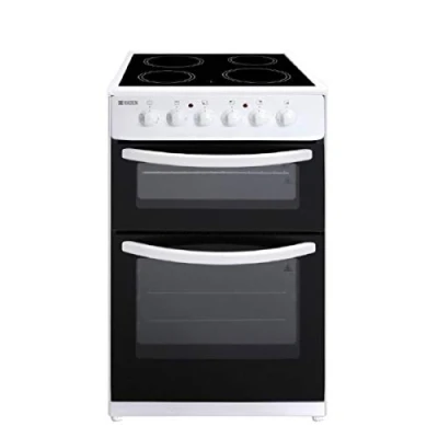 Image of Haden Electric Cooker 60cm 90L Double Oven Capacity 4 Zone Ceramic Hob Easy To Clean and Freestanding Maintenance White