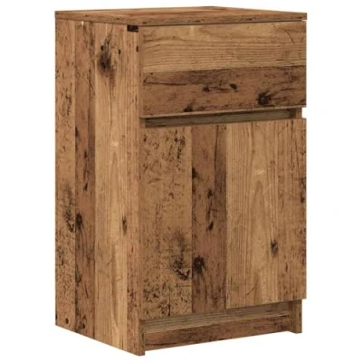 Image of vidaXL Modern Bedside Table Old Wood Nightstand with Ample Storage, Engineered Wood, Versatile Bedroom Stand 39x35x65cm