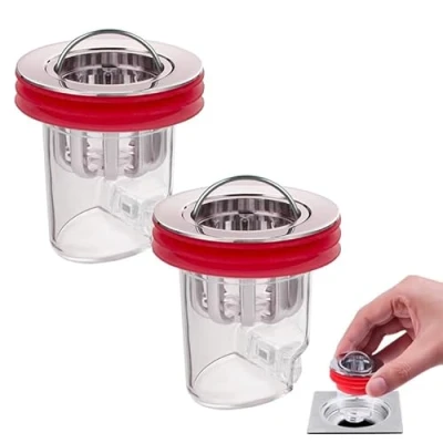 Image of MAGIC SELECT 2 x Universal Anti Odour Drain Plug. Strainer with Basket. Easy Use Shower Filter. Valve Odor Proof Core (Drain Diameter 32 44 mm)