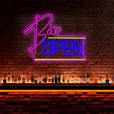 Image of DAKABUKA Bar Open Neon Sign Dimmable LED Light USB Powered Bright Up for Home Beer Bedroom Restaurant Man Cave Cafe Bistro Club Party Wall Decor Gifts