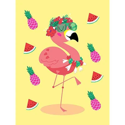 Image of Wee Blue Coo Kawaii Flamingo Party Tropical Large Wall Art Print Canvas Premium Poster