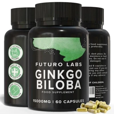 Image of Ginkgo Biloba Capsules 15,000mg 60 (2 Months Supply) Standardised Leaf Extract High Strength, Vegan, Lab Tested &amp; Gluten Free Made in The UK