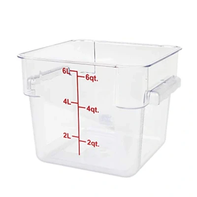 Image of Excellante 6 Quart Polycarbonate Square Food Storage Containers, Clear