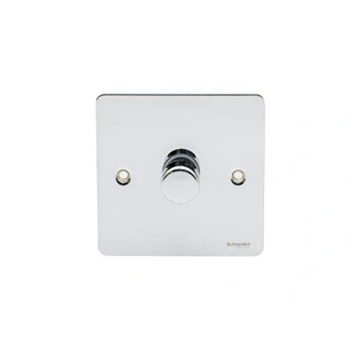 Image of Schneider Electric Ultimate Flat Plate Single 2 Way LED Dimmer Light Switch, 100W/VA, GU6212LMPC, Polished Chrome