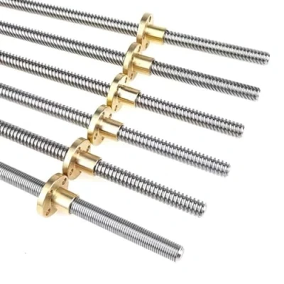 Image of RAMBEX T8 Lead Screw for CNC 3D Printer, 1mm 2mm 4mm 88mm Length 100 1000mm stainless steel Trapezoidal Thread Rod with Brass Nut, 1pcs (Color : Pitch 4mm, Size 150mm)