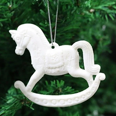 Image of 3 Pack of Glitter Rocking Horse Christmas Tree Hanging Pendant Decorations (1, White)