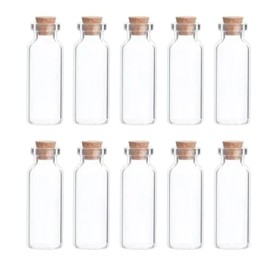 Image of SKYPRO 10Pcs Mini Glass Bottles with Cork Lids, 22 x 65mm 15ml Tiny Jars, Wishing Bottles, Small DIY Decorative Craft Vials for Crafts Party Weddings Decoration Storage Accessories