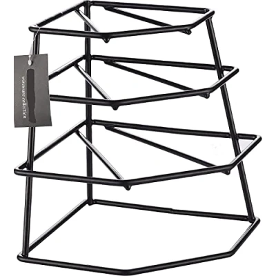 Image of 4 Tier Corner Kitchen Plate Rack Holder Stand Cabinet Organiser Dish Storage Unit (Black)