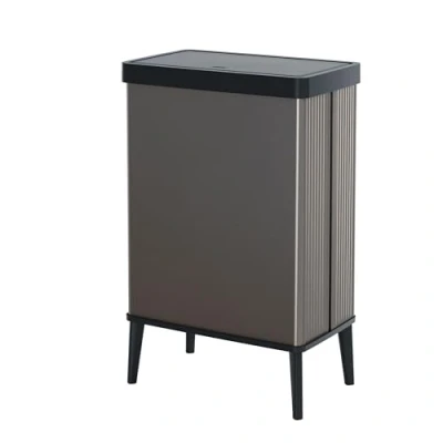 Image of CURVER Verto 54L High Waste Bin, Push Lid, Sleek Design, Easy Assembly, Recycling Friendly, Pearl Grey