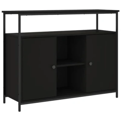 Image of vidaXL Black Modern Sideboard Storage Cabinet Made of Engineered Wood Elegant Home Decor with Ample Space and Adjustable Feet