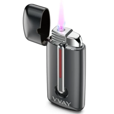 Image of VVAY Windproof Jet Flame Lighter, Red Flame, Butane Refillable, Sold without Gas