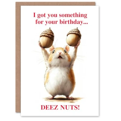 Image of Artery8 Rude Funny Birthday Card Deez Nuts For Him Man Men Husband Blank Greeting