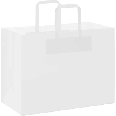 Image of vidaXL Paper Bags 250 pcs with Handles White 32x17x25 cm