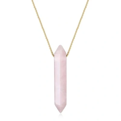 Image of COAI Hexagonal Pointed Necklace Simple Bar Rose Quartz Crystal for Women