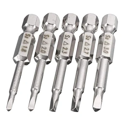 Image of Mesee 5 Pieces Magnetic Triangle Head Screwdriver Bits, 50mm S2 Steel Triangular Tip Screw Driver Bit 1/4 Hex Shank Set