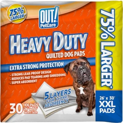 Image of OUT! Heavy Duty XXL Dog Pads Absorbent Pet Training and Puppy 26 x 30 in Count,White