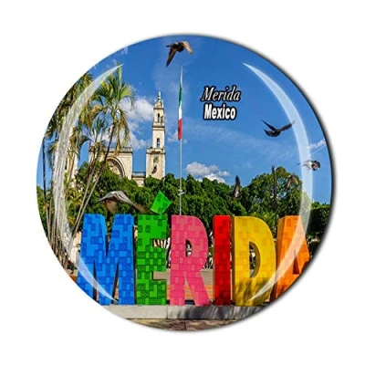 Image of Merida Mexico Fridge Magnet Souvenir Gift Crystal Refrigerator Magnetic Sticker Collection