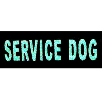 Image of Glow in Dark Service Dog Animal Vests/Harnesses Emblem Embroidered Fastener Hook &amp; Loop Patch, 4 X 1.5 inch