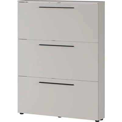 Image of Germania shoe rack 2577 572 GW Utah, in cashmere, with 12 spaces for pairs of shoes, shallow depth, ideal narrow corridors, 100 x 129 19 cm (WxHxD)