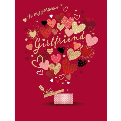 Image of Piccadilly Greetings Valentines Day Card, Gorgeous Girlfriend, Hearts 8 x 6 inches